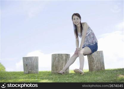Asian girl in park