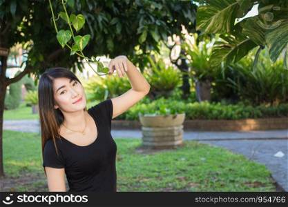 Asian girl in the park