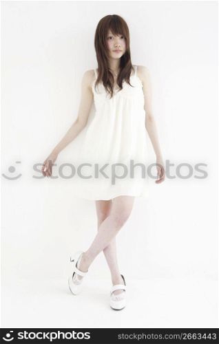 Asian girl in white dress