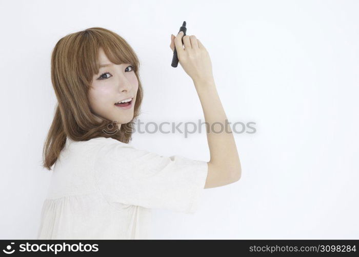 Asian girl in white dress