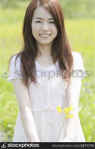 Asian girl with flowers