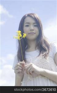 Asian girl with flowers
