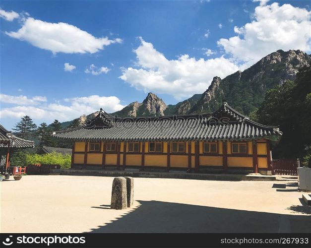 Asian house of the temple in Seoraksan National Park. South Korea