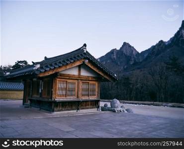 Asian houses in Sinheungsa Temple. Seoraksan National Park. South Korea