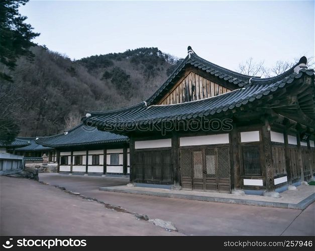 Asian houses in Sinheungsa Temple. Seoraksan National Park. South Korea