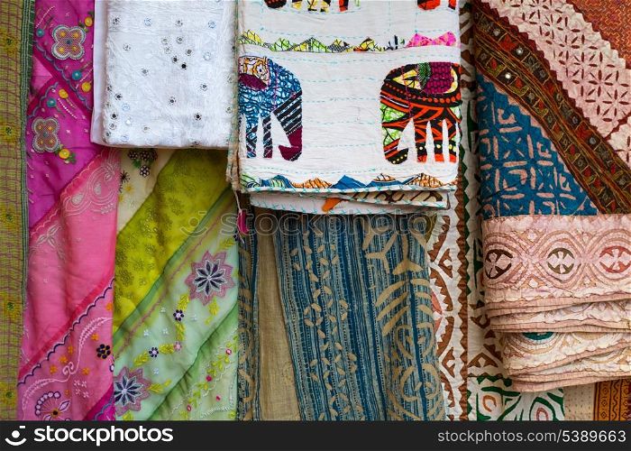 Asian Indian traditional fabric in different colors display