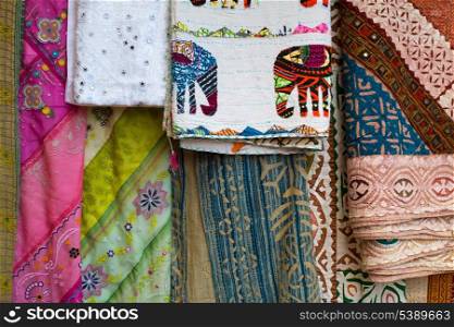 Asian Indian traditional fabric in different colors display