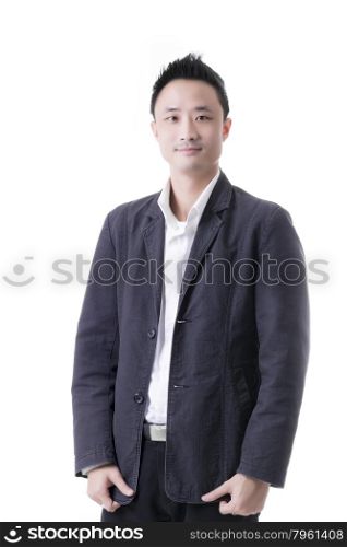 Asian man in business office concept, portriat profile on white background