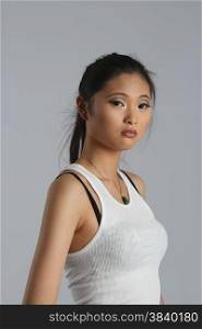 Asian model in casual clothing