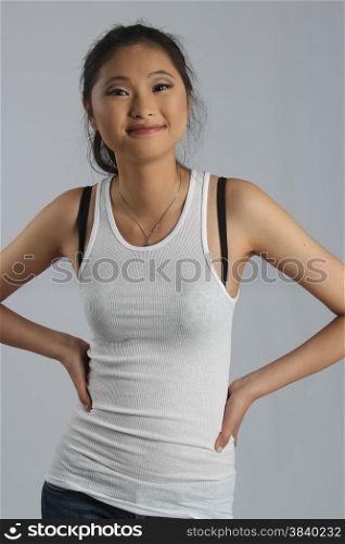 Asian model in casual clothing