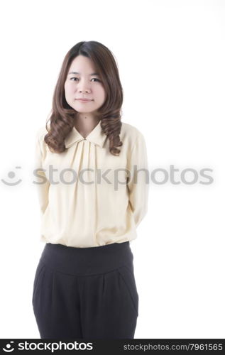 Asian woman in business office concept on white background