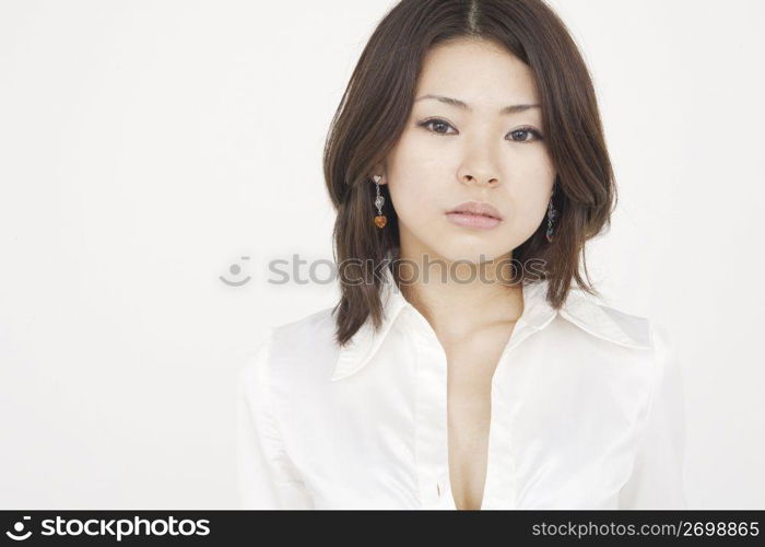 Asian woman in white shirt