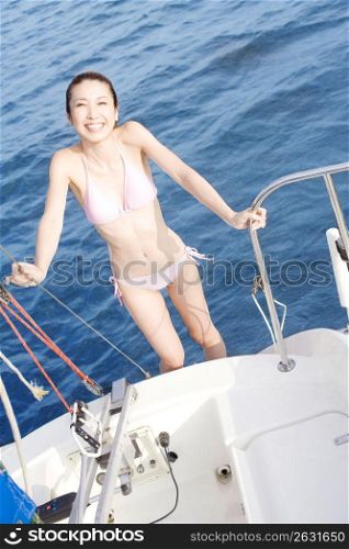 Asian woman on a boat