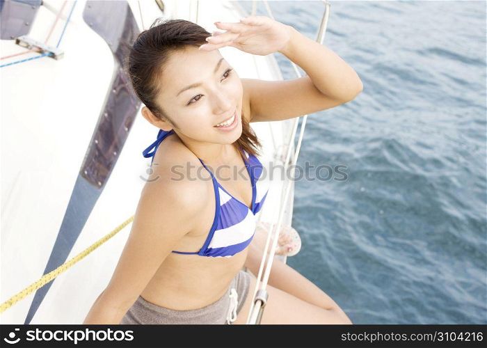 Asian woman on a boat