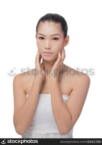 asian woman with beauty face. Front portrait of the asian woman with beauty face - isolated