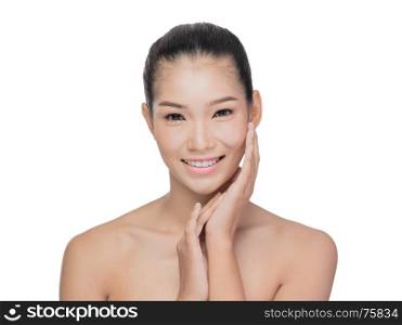 asian woman with beauty face. Front portrait of the asian woman with beauty face - isolated