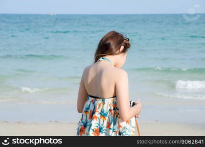 asian women portrait on beach