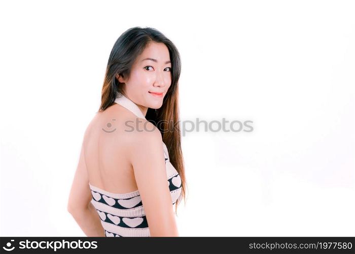 Asian women sexy on white background