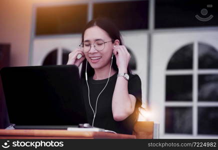 Asian Women Thai people working from home