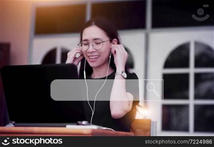 Asian Women Thai people working from home Video call conference