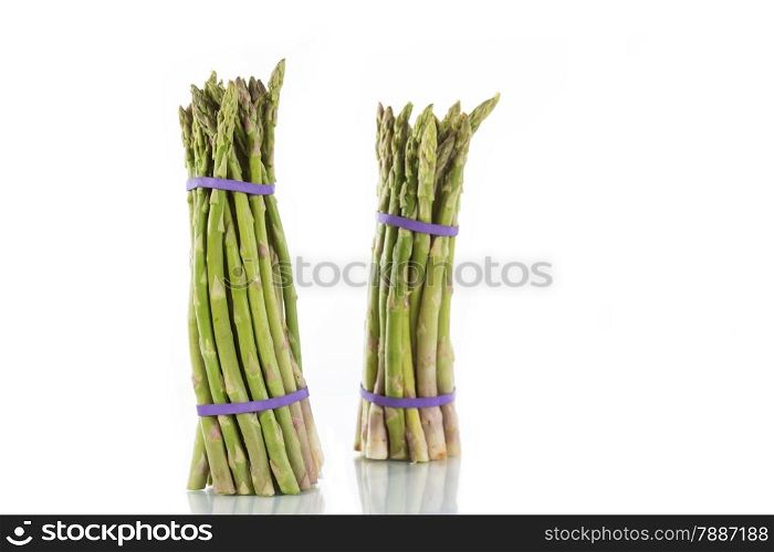 Asparagus fresh green asparagus into two bundles
