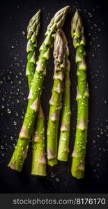 Asparagus seamless background with water drops, top view, flat lay. Generative AI. High quality illustration. Asparagus seamless background with water drops, top view, flat lay. Generative AI