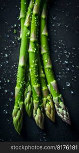 Asparagus seamless background with water drops, top view, flat lay. Generative AI. High quality illustration. Asparagus seamless background with water drops, top view, flat lay. Generative AI