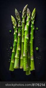 Asparagus seamless background with water drops, top view, flat lay. Generative AI. High quality illustration. Asparagus seamless background with water drops, top view, flat lay. Generative AI