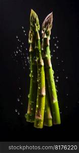 Asparagus seamless background with water drops, top view, flat lay. Generative AI. High quality illustration. Asparagus seamless background with water drops, top view, flat lay. Generative AI