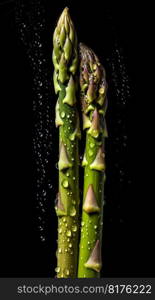 Asparagus seamless background with water drops, top view, flat lay. Generative AI. High quality illustration. Asparagus seamless background with water drops, top view, flat lay. Generative AI