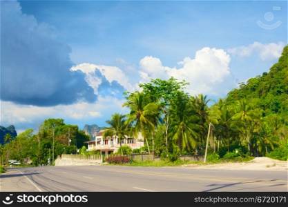 asphalt highway in Krabi, Andaman Shore, Thailand