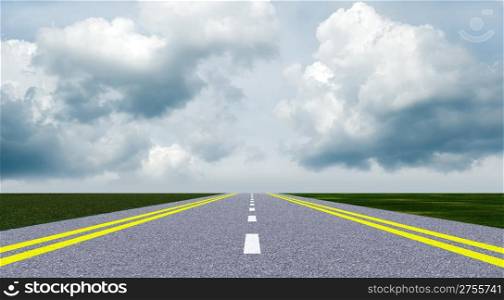 Asphalt road. A transport highway with the blue sky. A transport highway with the blue sky