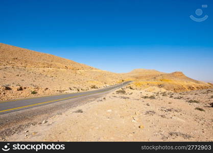 Asphalt Road above Grand Crater in Negev Desert, Israel