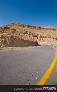 Asphalt Road in Sand Hills of Negev Desert, Israel