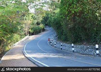 asphalt road in Thai jungle