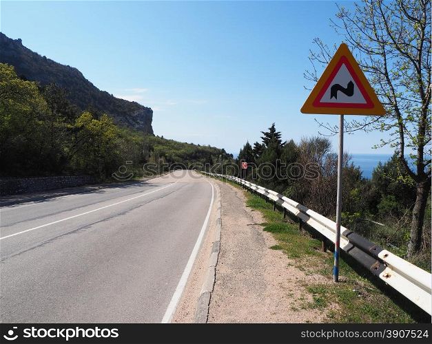 asphalt road in the mountains. Crimea