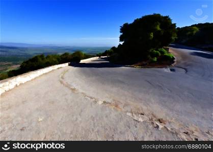 Asphalt Road Leading to the Mount Tabor in Israel, Stylized Photo