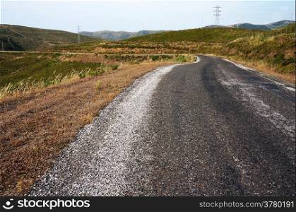 Asphalt road on the Karaburun peninsula in Turkey