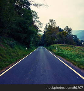 asphalt road. road in forest