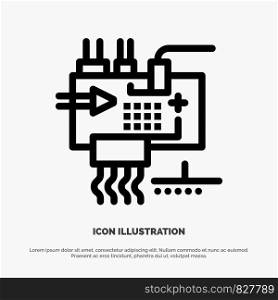 Assemble, Customize, Electronics, Engineering, Parts Line Icon Vector