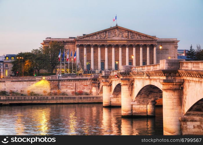 Assemblee Nationale (National Assembly) in Paris, France at sunrise