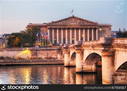Assemblee Nationale (National Assembly) in Paris, France at sunrise