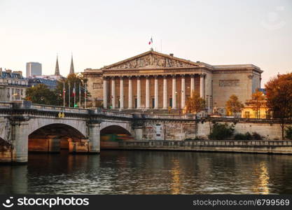 Assemblee Nationale (National Assembly) in Paris, France at sunrise