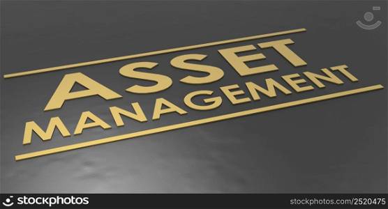 Asset management word over black background, 3d rendering