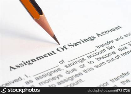 Assignment of savings account