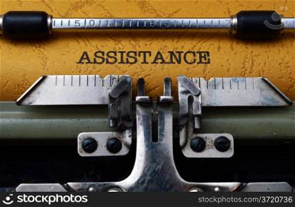 Assistance text on typewriter