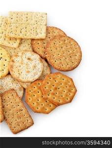 Assorted Crackers On White Background
