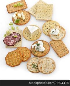 Assorted Crackers On White Background