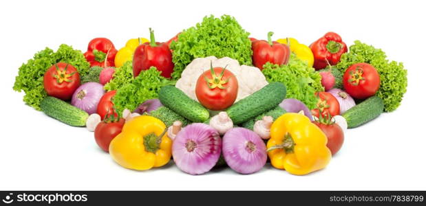 Assorted fresh vegetables isolated on white background