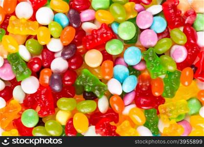 Assorted mix of colorful candies and jellies